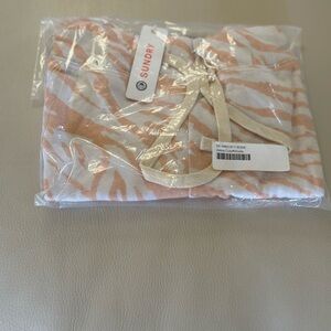 Sundry White and Pink Zebra Print Shorts